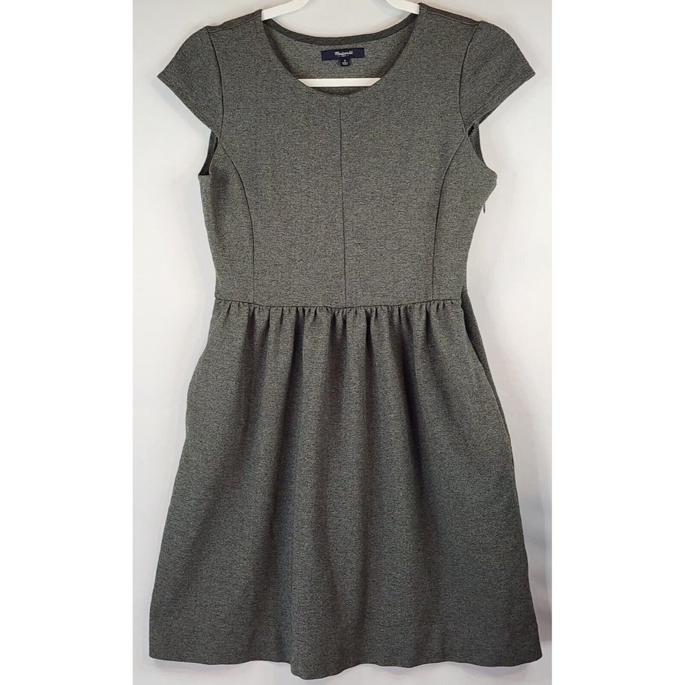 Madewell Dress Womens Small Dark Gray Stretch Pleated  Classic Fit & Flare Mini